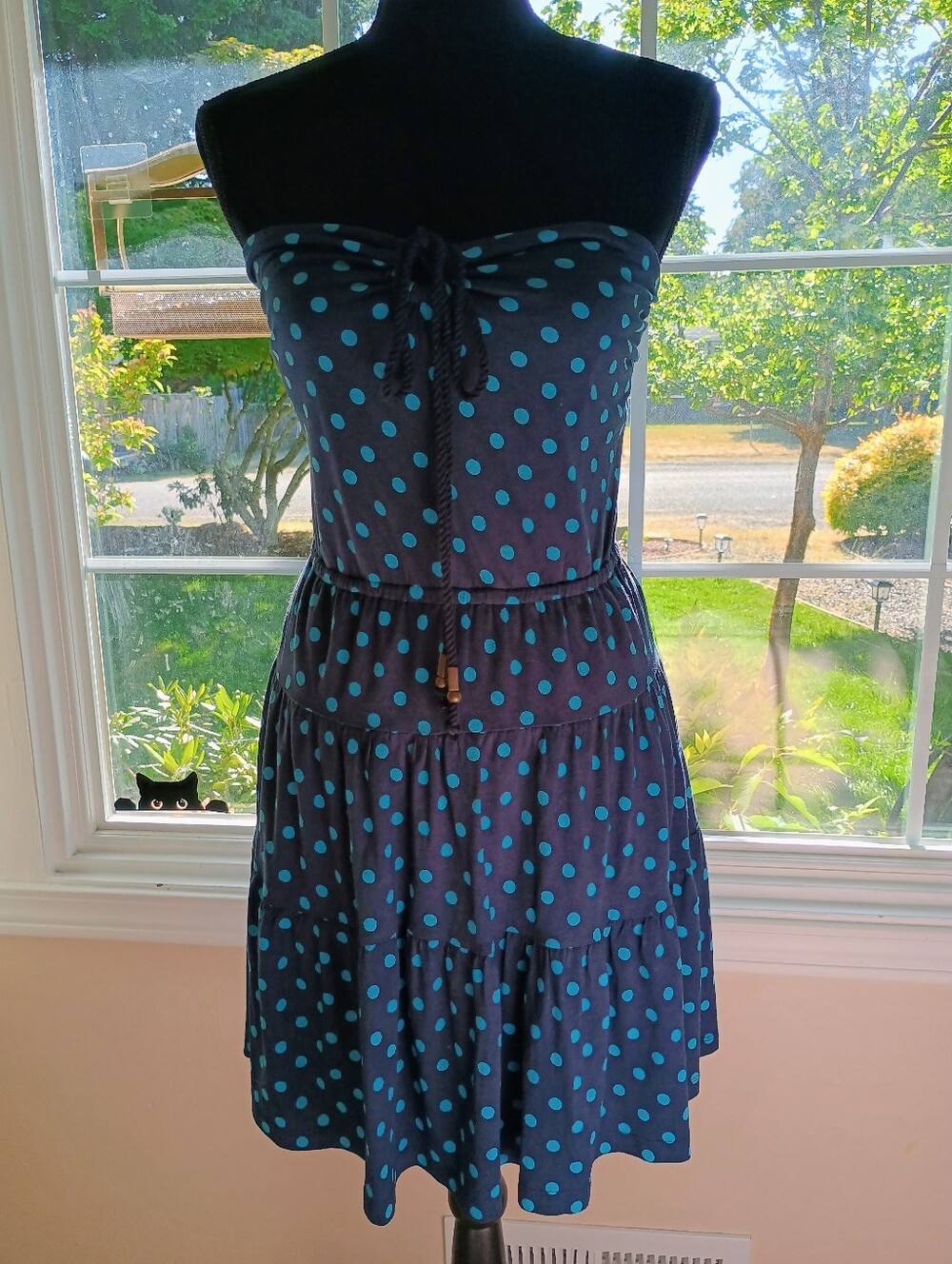 Juicy Couture Navy Dress with Teal Polka Dots